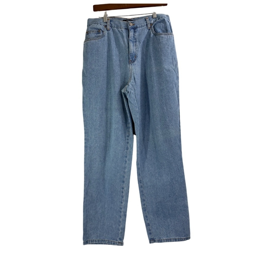 Bill Blass 90s Y2K Vintage 100% Cotton Light Wash Denim Jeans Easy Fit Size 14.